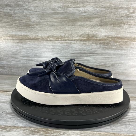Spenco Women’s Barbados Orthotic Slip On Navy Blue Suede Bow Mules Size 6.5 B - Picture 1 of 9